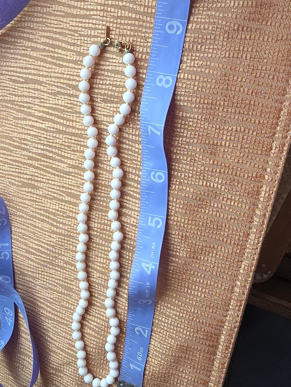 Very Vintage Monet White Beaded Single-Strand Necklace with Gold-Tone Clasp